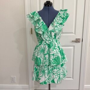 NWT Lilly Pulitzer Green and White Floral Mini Dress